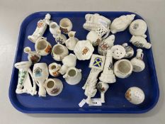 Tray of various assorted crested china wares