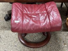 Red leather upholstered foot stool