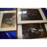 Three vintage motoring prints of Mercedes, Jaguar & Lagonda (3)