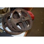 Set of four cast iron wheels