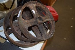 Set of four cast iron wheels