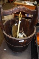 Wooden bucket and vintage scales