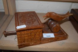 A carved Yugoslavian wooden automaton/trinket box