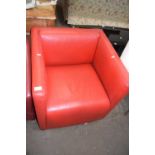 A red leather side chair