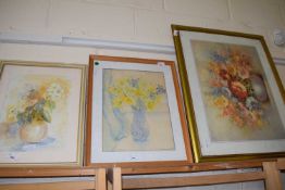 Two floral studies and another similar, framed (3)