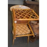 Pine kitchen chair and a bamboo and rattan coffee table