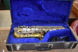 A cased saxophone