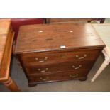 Three drawer mahogany chest of drawers on bracket feet