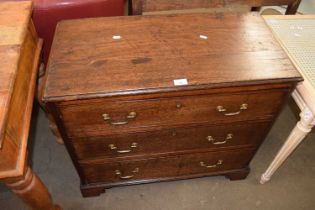 Three drawer mahogany chest of drawers on bracket feet