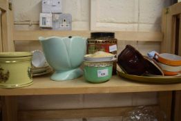 Mixed Lot: Modern metal tea caddy, tea wares, assorted ceramics etc