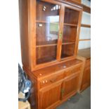 Modern Chinese hardwood sideboard with glazed top section