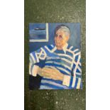 Derek Inwood (1925-2012). oil on card, Portrait, "Billy Danvers 1995", unframed, 16" x 19.75"