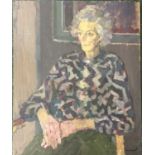 Derek Inwood (1925-2012). oil on foam board, Portrait, "Mary Toft Hilton 1908-1997" (Gillian