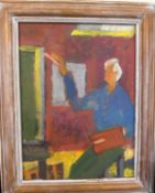 Derek Inwood (1925-2012). oil on board, "Painter at Work" (Leslie Marr), unframed, titled and