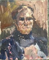 Gilbert Adams. oil on board, Portrait, "Derek Inwood by Gilbert Adams c1968", titled verso,