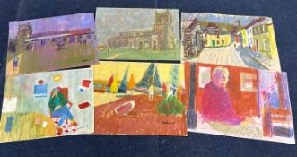 Derek Inwood (1925-2012), six various pastels on paper