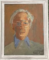 Derek Inwood (1925-2012). oil on foam board, Portrait, "Leslie Marr", signed, titled verso, framed,