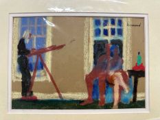 Derek Inwood (1925-2012), Pastel, mounted 18 x 26, artists at work drawing figures