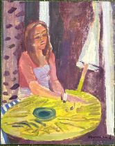 Derek Inwood (1925-2012). oil on board, Portrait, "Jenny Lubach", signed, labelled verso,