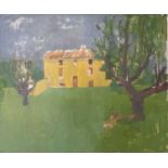 Derek Inwood (1925-2012). oil on board, Continental house and trees, unframed,
