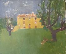 Derek Inwood (1925-2012). oil on board, Continental house and trees, unframed,