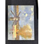 Derek Inwood (1925-2012). oil on card, "Lock near Kidlington", titled verso, unframed,