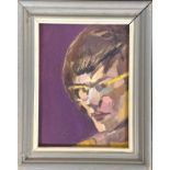 Derek Inwood (1925-2012). oil on foam board, Portrait, titled verso "Anhtony Hodge Painting",