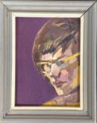 Derek Inwood (1925-2012). oil on foam board, Portrait, titled verso "Anhtony Hodge Painting",