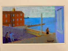 Derek Inwood (1925-2012), coastal scene with figures Pastel, again 20 x 34