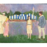 Derek Inwood (1925-2012). oil on foam board, "Henley Regatta", signed, titled verso,