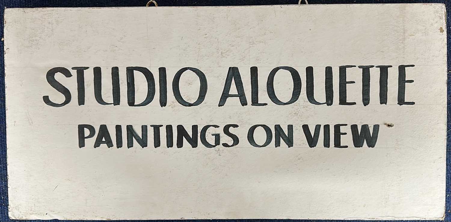 A hand-painted double-sided Sign, on foam board, "STUDIO ALOUETTE - PAINTINGS ON VIEW". , , , - Image 2 of 2