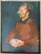 In the manner of Gilbert Adams. oil on canvas, Portrait, unsigned, framed,