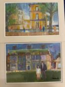 Derek Inwood (1925-2012), two framed Pastels, landscapes with figures, both signed