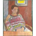 Derek Inwood (1925-2012). oil on card, Portrait, artists label verso, 20" x 16"