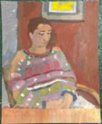 Derek Inwood (1925-2012). oil on card, Portrait, artists label verso, 20" x 16"