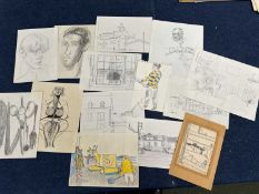 Derek Inwood (1925-2012), packet containing various Portrait and other sketches