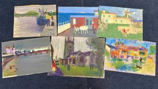Derek Inwood (1925-2012), six pastel sketches