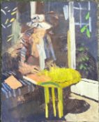 Derek Inwood (1925-2012). oil on foam board, Portrait of Gillian, unframed, 20" x 16"
