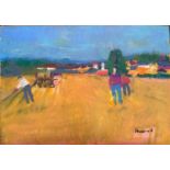 Derek Inwood (1925-2012), Pastel, figures in landscape 30 x 43