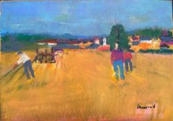 Derek Inwood (1925-2012), Pastel, figures in landscape 30 x 43