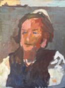 Derek Inwood (1925-2012). oil on foam board, Portrait, artists label verso, unframed,