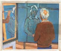 Derek Inwood (1925-2012). oil on board, "Portrait", titled verso, framed,