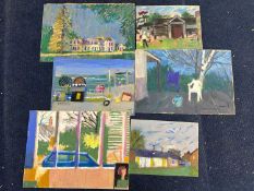 Derek Inwood (1925-2012), 6 various unframed pastel Sketches
