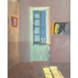 Derek Inwood (1925-2012). oil on board, Inrerior scene with window, unframed,