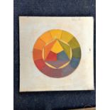 Derek Inwood (1925-2012). mixed media, Astract, geometric colour wheel, unframed,