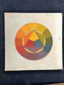 Derek Inwood (1925-2012). mixed media, Astract, geometric colour wheel, unframed,