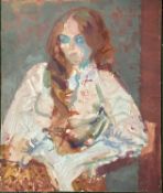 Derek Inwood (1925-2012). oil on board, Portrait of a lady, unsigned, unframed,