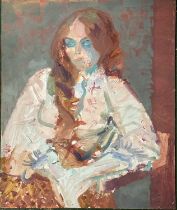 Derek Inwood (1925-2012). oil on board, Portrait of a lady, unsigned, unframed,