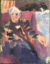 Derek Inwood (1925-2012). oil on board, Portrait of Gilly, signed, unframed, 20" x 16"