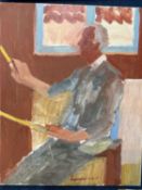 Derek Inwood (1925-2012). oil on canvas, Painter working, signed, unframed,